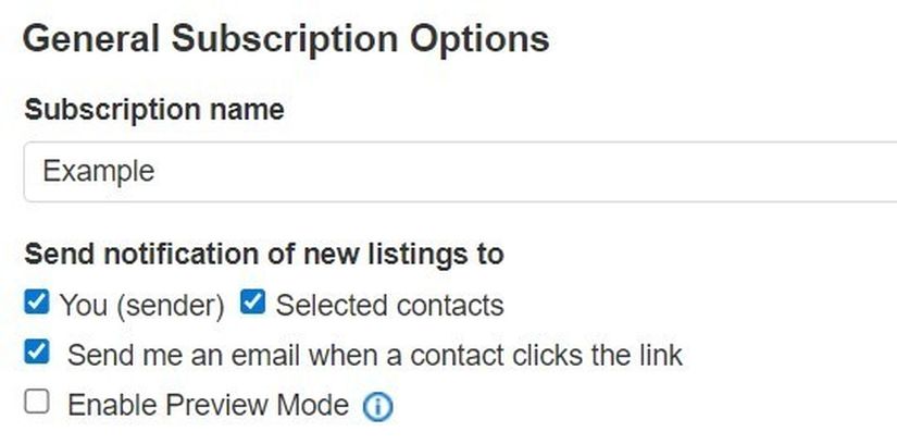 General Subscription Options