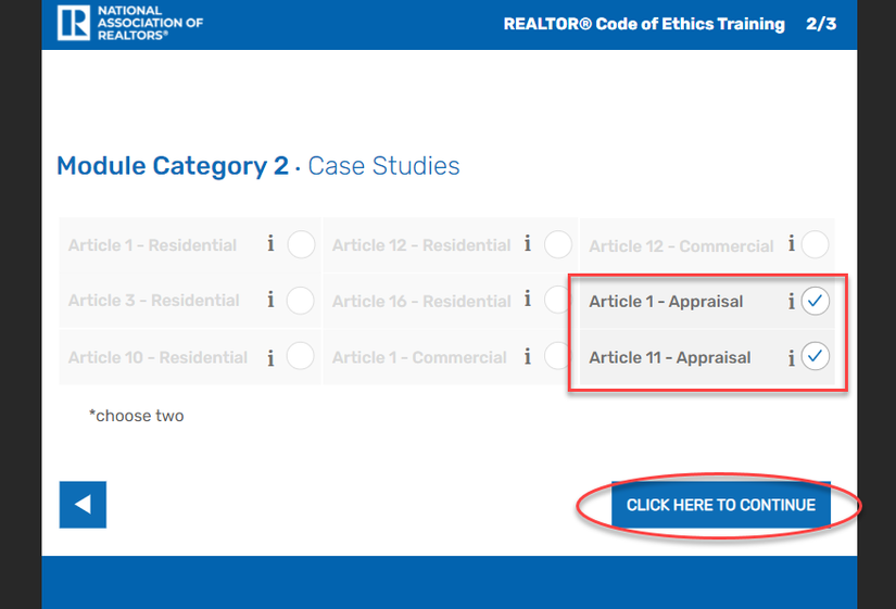 NAR Module 2 Selections Code of Ethics Articles