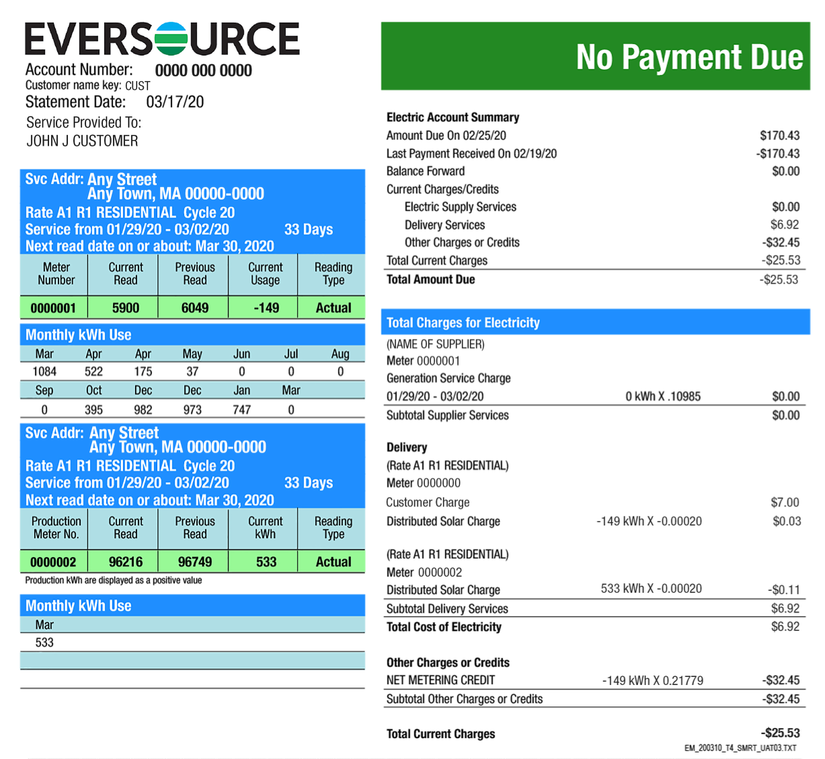 Eversource Bill Example