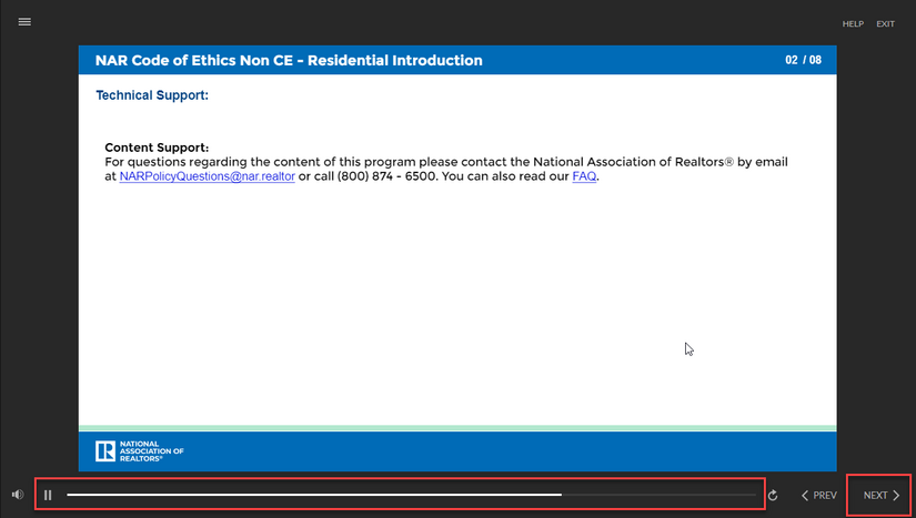 NAR COE Existing Members Next Module example